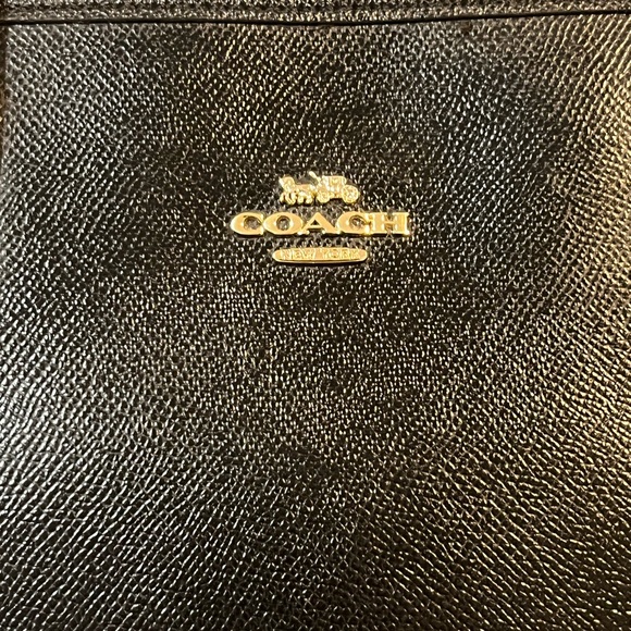 Coach Black Leather Tote with Gold Accents - Picture 8 of 11